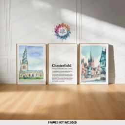 Chesterfield Poster Prints - Set Of 3 Posters - England Travel Wall Art UK Home Decor Artwork Gifts Watercolour Painting Design Print - thumbnail 2