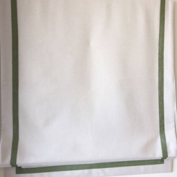 Relaxed Roman Shade, Cream Linen With Pine Border, Custom Window Treatment - thumbnail 3