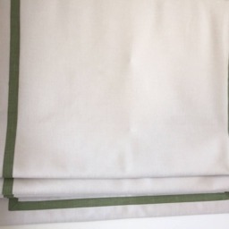 Relaxed Roman Shade, Cream Linen With Pine Border, Custom Window Treatment - thumbnail 2