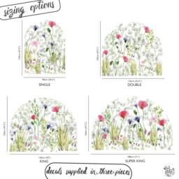 Watercolour Meadow Headboard Wall Decal - Pink Blue Flower Botanical Floral Sticker By Dizzy Duck - thumbnail 3
