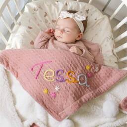 Personalized Hand Embroidered Baby Name Blanket, Custome Floral Winter Blanket, Baby Announcement, Newborn Gift, Baby Shower Gift