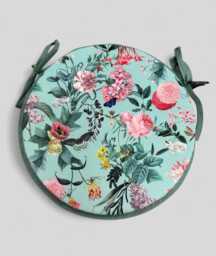 Floral Velvet Bistro Seat Pad - Tranquillity Spring Garden - thumbnail 1