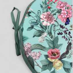 Floral Velvet Bistro Seat Pad - Tranquillity Spring Garden - thumbnail 3