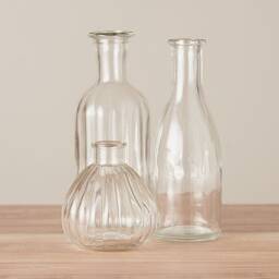 Vintage Ripple Glass Bud Vase Set Wedding Centerpiece Decor - thumbnail 3