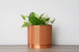 "Carolina Planter With Drainage & Saucer in Copper, Lattice 3D-Printed Plant Pot, Small To Large Sizes 4"" 5"" 6"" 7"" 8"