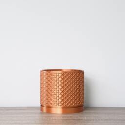 "Carolina Planter With Drainage & Saucer in Copper, Lattice 3D-Printed Plant Pot, Small To Large Sizes 4"" 5"" 6"" 7"" 8" - thumbnail 3