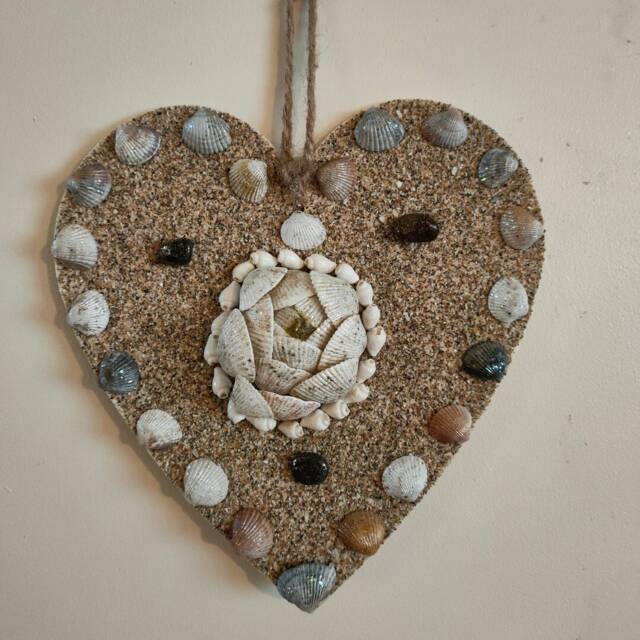 Hanging Sea Shell Heart, Coastal Home Wall Decor, Mother's Day, Birthday, Christmas, Beach Art, Curation, Art, Framed Shells, Gift For Mum - image 1