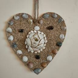 Hanging Sea Shell Heart, Coastal Home Wall Decor, Mother's Day, Birthday, Christmas, Beach Art, Curation, Art, Framed Shells, Gift For Mum - thumbnail 1