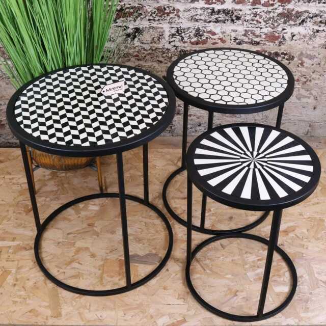 Chinta Modern Black Round Nesting Side Tables - image 1