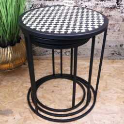 Chinta Modern Black Round Nesting Side Tables - thumbnail 4