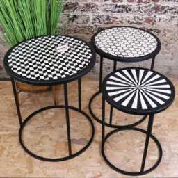 Chinta Modern Black Round Nesting Side Tables - thumbnail 1