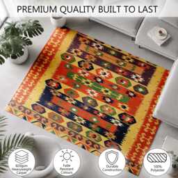 Pastel Tribal Kilim Geometric Pattern Rug Non-Slip Soft Area Carpet Bedroom Living Room Hallway Mat Decor - Made in UK - thumbnail 3