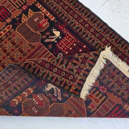3??5 Ft Antique Baluchi Rug, Tribal Animal Design, Hand Knotted Afghan Wool Carpet - thumbnail 2