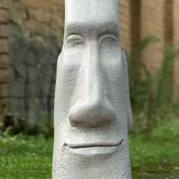 Large Smiling Moai Head Sculpture Concrete Face Figure Stone Easter Island Statue Garden Decoration Face Lover Gift Handmade Art - thumbnail 3