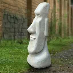 Large Smiling Moai Head Sculpture Concrete Face Figure Stone Easter Island Statue Garden Decoration Face Lover Gift Handmade Art - thumbnail 2