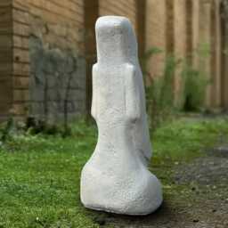 Large Smiling Moai Head Sculpture Concrete Face Figure Stone Easter Island Statue Garden Decoration Face Lover Gift Handmade Art - thumbnail 4