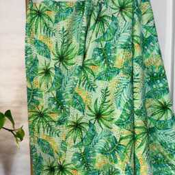 Kantha Stitch Pure Cotton Reversible Bed/Sofa Throw King Size - Handmade Handprinted Floral Dohar Tropical Leaves Monstera Fern Jungle - thumbnail 2
