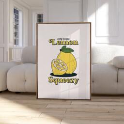 Lemon Print, Easy Peasy Squeezy Cute Food Gallery Wall, Kitchen Wall Art 2449 - thumbnail 1