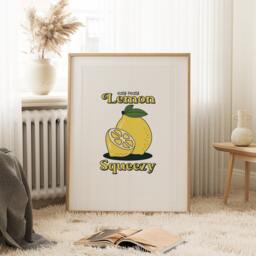 Lemon Print, Easy Peasy Squeezy Cute Food Gallery Wall, Kitchen Wall Art 2449 - thumbnail 3