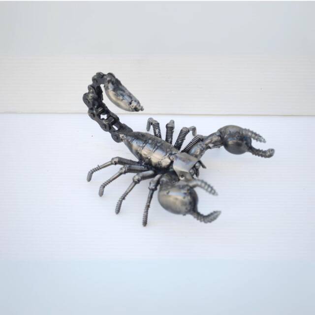 Scorpion Scrap Metal Sculpture, Handmade Recycled Steel Art, Traditional Iron Gift - image 1