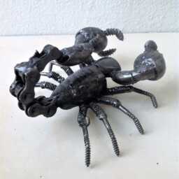 Scorpion Scrap Metal Sculpture, Handmade Recycled Steel Art, Traditional Iron Gift - thumbnail 4