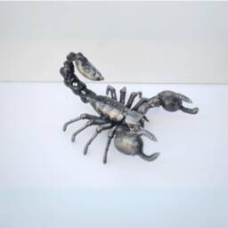 Scorpion Scrap Metal Sculpture, Handmade Recycled Steel Art, Traditional Iron Gift