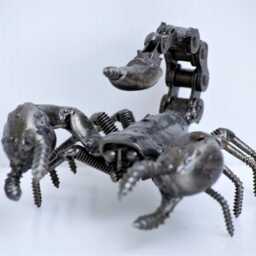 Scorpion Scrap Metal Sculpture, Handmade Recycled Steel Art, Traditional Iron Gift - thumbnail 3