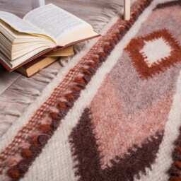 Wool Runner Rug Rust Orange Mat, 84-Inch Long - thumbnail 2