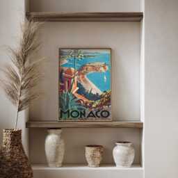 Vintage Monaco Travel Poster French Riviera Mediterranean Coast Wall Art Print - thumbnail 3