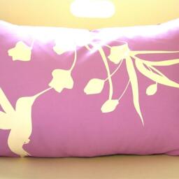 Lavender Hummingbird Pillow Silkscreened Eucalyptus Print, 12x18 Rectangle - thumbnail 2