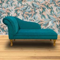 Handmade Luxury Teal Velvet Chaise Longue - Aquavelvet Technology - thumbnail 3