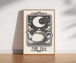 The Tea Tarot Card Print, Celestial Kitchen Style Art, Mystical Poster, Retro Print - thumbnail 1