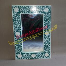 Bone Inlay Green Floral Pattern Mirror Frame With Complimentary - thumbnail 2