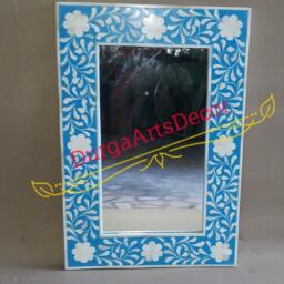 Bone Inlay Green Floral Pattern Mirror Frame With Complimentary - thumbnail 3