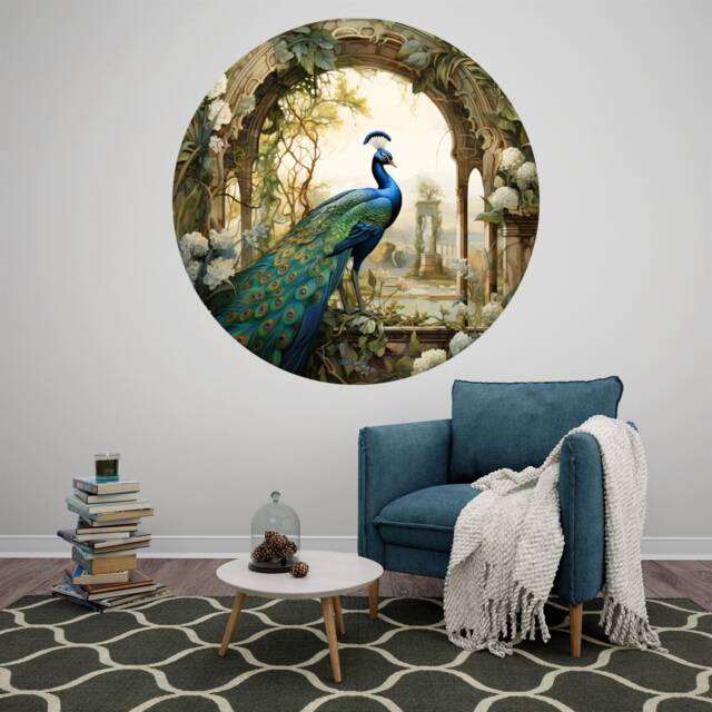 Peacock Garden Arch Wall Decal, Peel & Stick Photomural - image 1