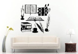 Learning Books Library Knowledge School College Candle Diy Wall Stickers Decals Vinyl Mural Decor Art L2178 - thumbnail 1
