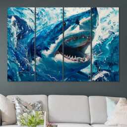 Great White Shark Canvas Wall Art, Ready To Hang - thumbnail 3