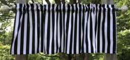Black White Stripe Curtain Valance, Bold Vertical Kitchen Bathroom Bedroom Decor, Classic Modern Farmhouse Window Treatment - thumbnail 1