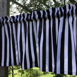 Black White Stripe Curtain Valance, Bold Vertical Kitchen Bathroom Bedroom Decor, Classic Modern Farmhouse Window Treatment - thumbnail 3