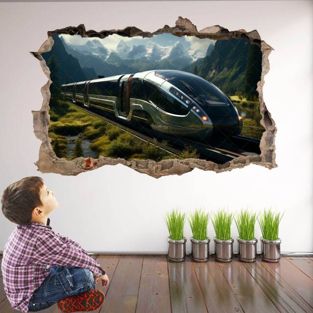 Futuristic High Speed Train Wall Decal Sticker Mural Print Art Kids Bedroom Home Decor Ks14 - image 1