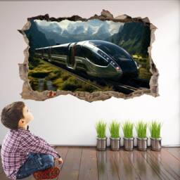 Futuristic High Speed Train Wall Decal Sticker Mural Print Art Kids Bedroom Home Decor Ks14 - thumbnail 1