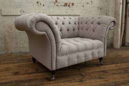 Cream Velvet Chesterfield Snuggle Chair, British Handmade
