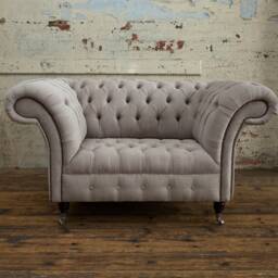 Cream Velvet Chesterfield Snuggle Chair, British Handmade - thumbnail 2
