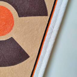 Hand-Painted Wall Hanging Orange Brown Geometric Design With Wool Fringe - thumbnail 3