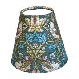 William Morris Candle Clip Lampshade With Strawberry Thief Teal, Handmade Lampshades, Lamp Shade, On - thumbnail 2