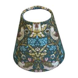 William Morris Candle Clip Lampshade With Strawberry Thief Teal, Handmade Lampshades, Lamp Shade, On - thumbnail 1