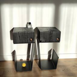 Handmade Burnt Oak Nightstands Set Modern Black Bedroom Furniture - thumbnail 2