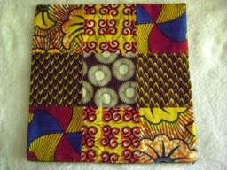 African Print Fabric Patchwork Pillow Cover - Yellows & Browns - thumbnail 1