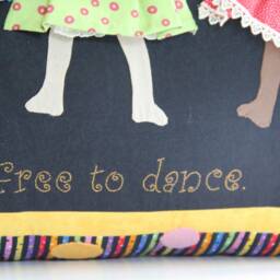 Hand Appliqued Art Pillow Dancing Girls, Embroidered - thumbnail 2