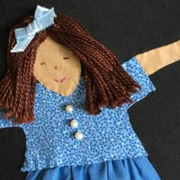 Hand Appliqued Art Pillow Dancing Girls, Embroidered - thumbnail 3